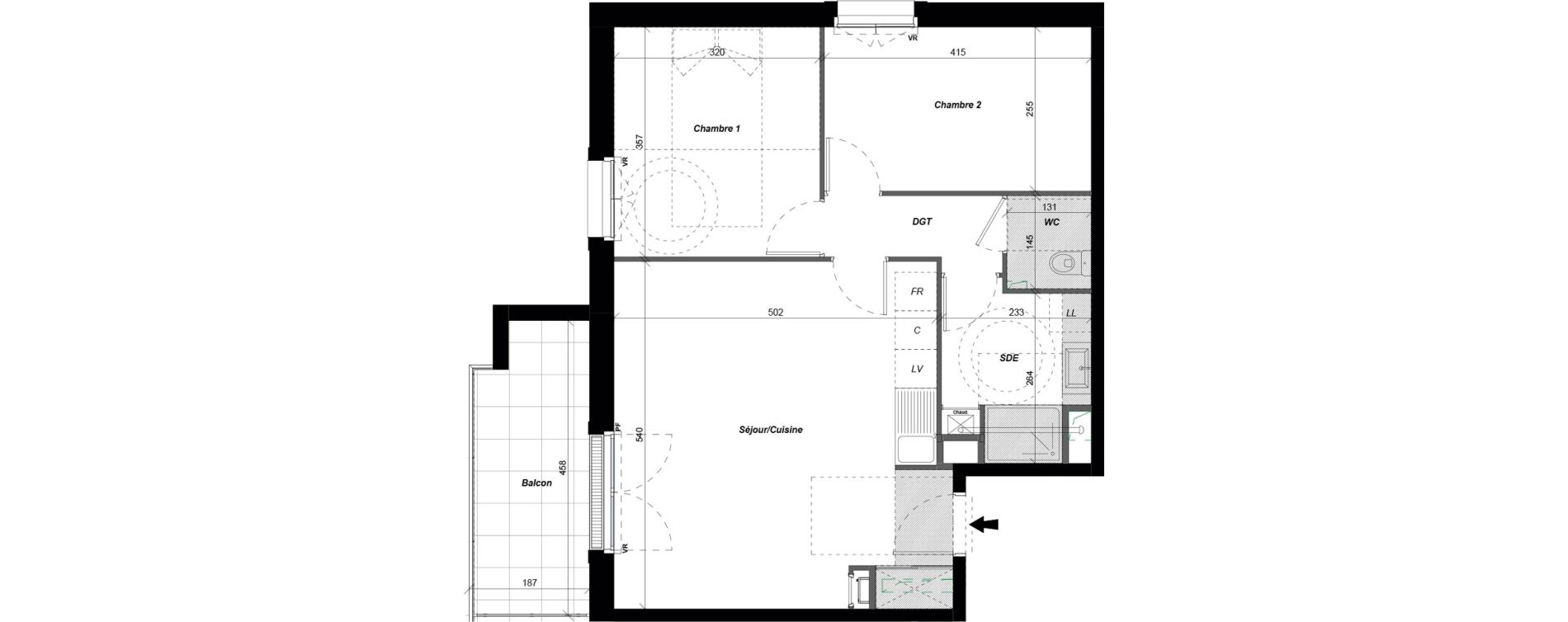 Appartement T3 de 59,74 m2 &agrave; Saint-Cyr-Sur-Loire De gaulle - m&eacute;nardi&egrave;re