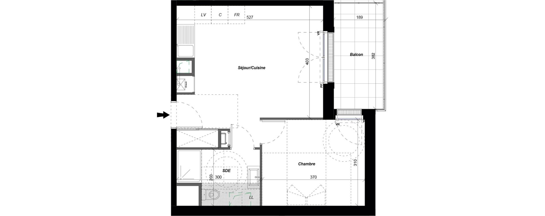 Appartement T2 de 40,52 m2 &agrave; Saint-Cyr-Sur-Loire De gaulle - m&eacute;nardi&egrave;re