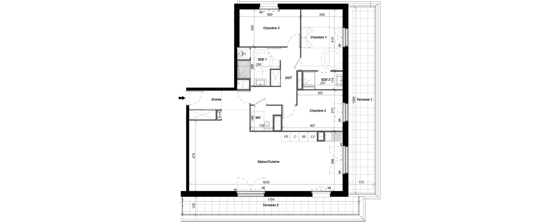 Appartement T4 de 103,29 m2 &agrave; Saint-Cyr-Sur-Loire De gaulle - m&eacute;nardi&egrave;re