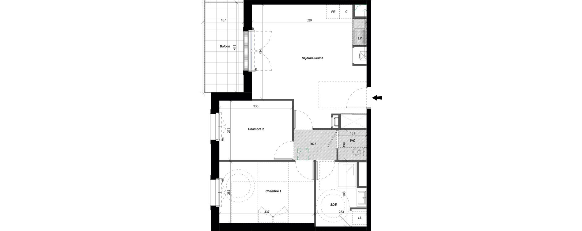 Appartement T3 de 58,95 m2 &agrave; Saint-Cyr-Sur-Loire De gaulle - m&eacute;nardi&egrave;re