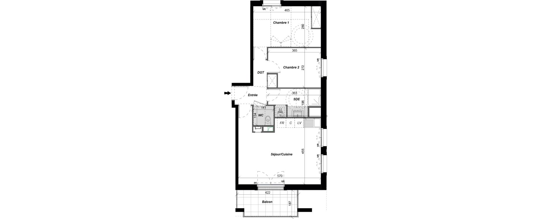 Appartement T3 de 61,12 m2 &agrave; Saint-Cyr-Sur-Loire De gaulle - m&eacute;nardi&egrave;re