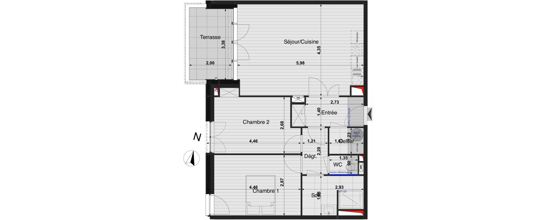 Appartement T3 de 63,80 m2 &agrave; Saint-Cyr-Sur-Loire Centre