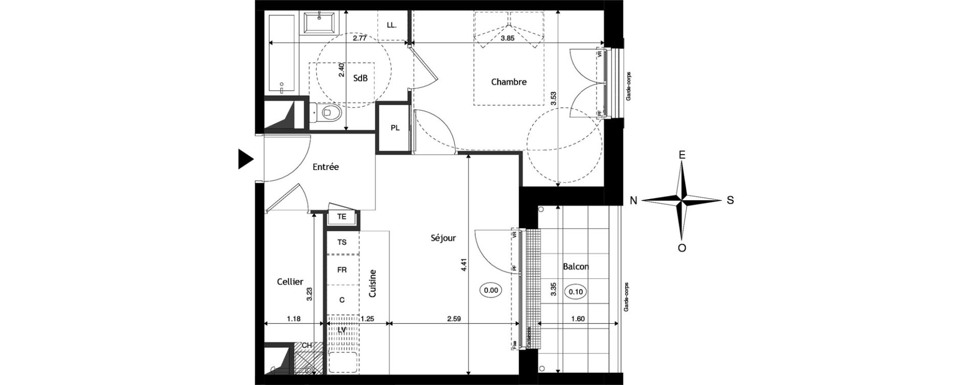Appartement T2 de 40,90 m2 &agrave; Saint-Cyr-Sur-Loire Centre