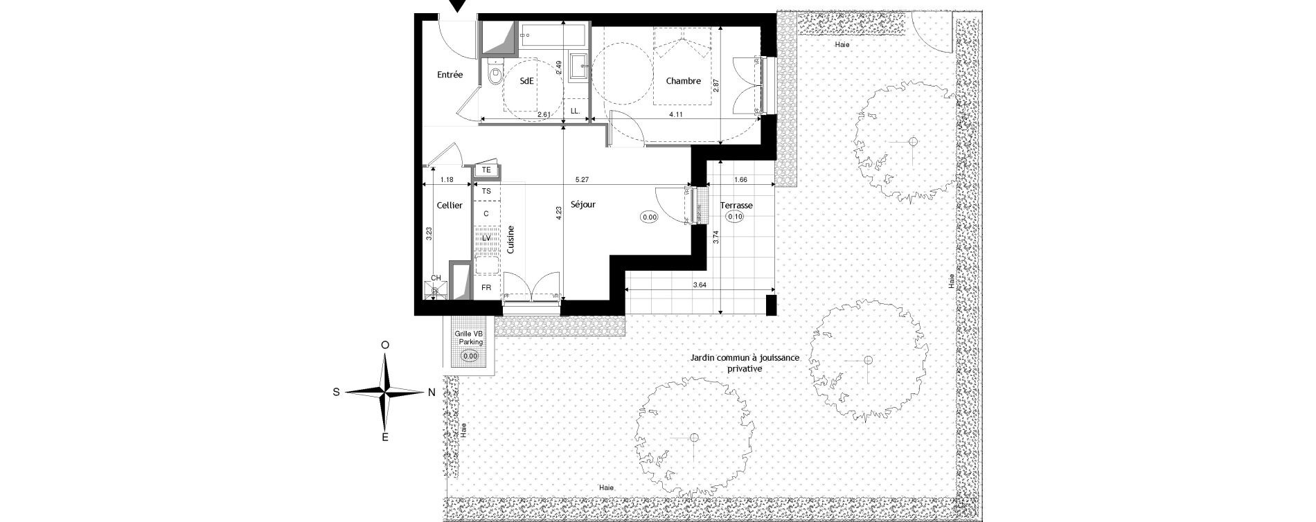 Appartement T2 de 43,98 m2 &agrave; Saint-Cyr-Sur-Loire Central parc