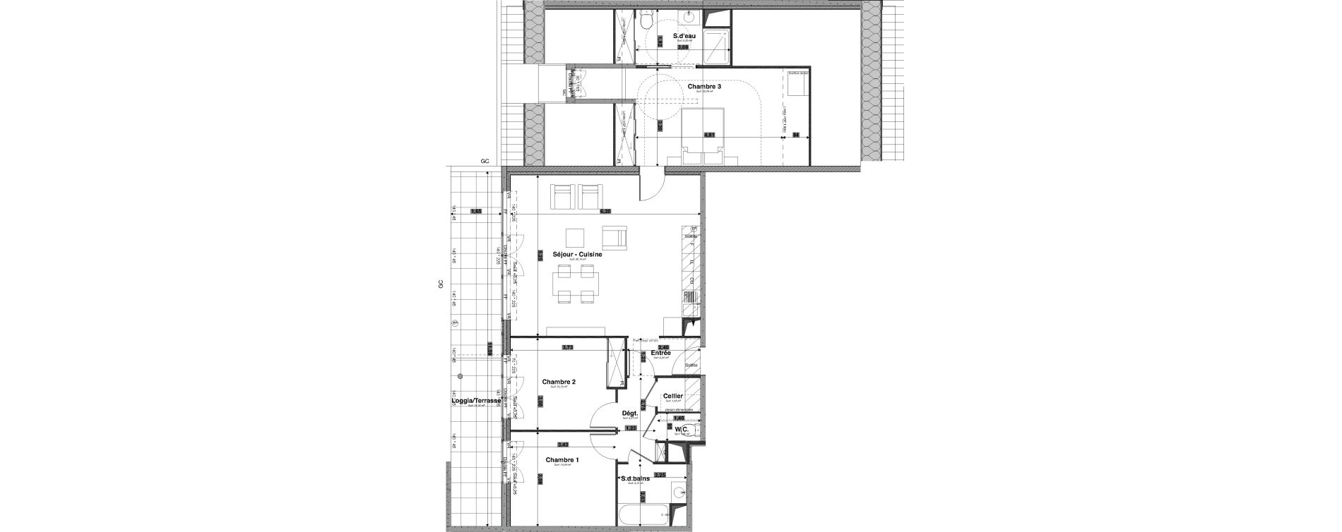 Appartement T4 de 90,01 m2 &agrave; Tours Giraudeau-tonnelle