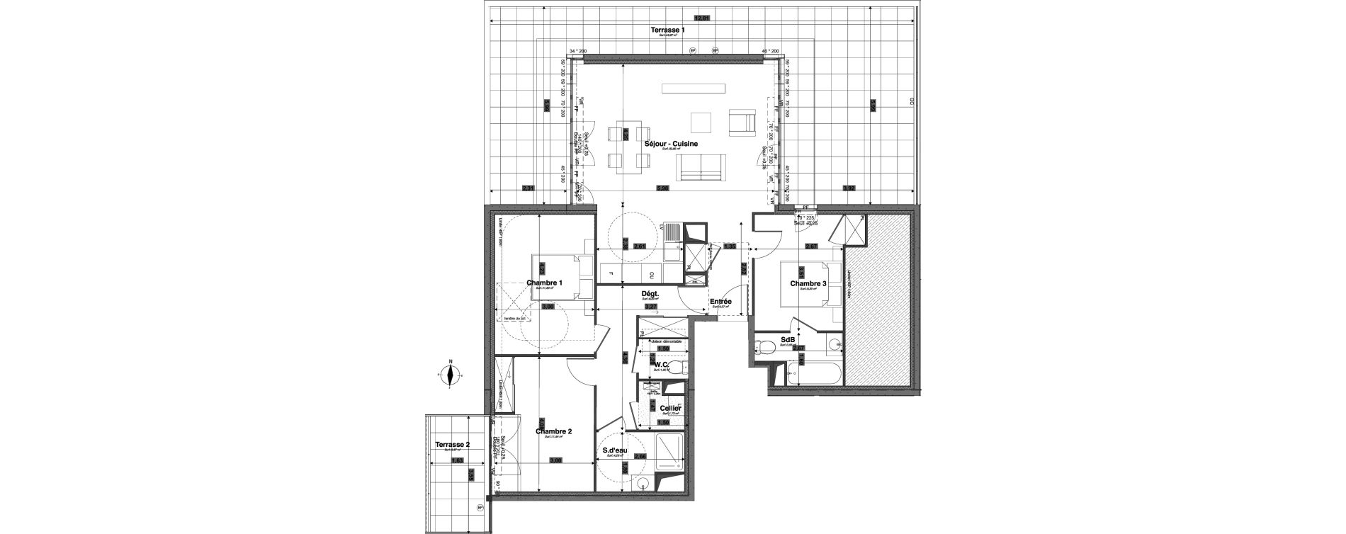 Appartement T4 de 89,91 m2 &agrave; Tours Giraudeau-tonnelle