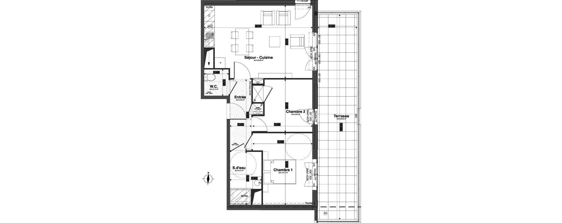 Appartement T3 de 58,13 m2 &agrave; Tours Giraudeau-tonnelle