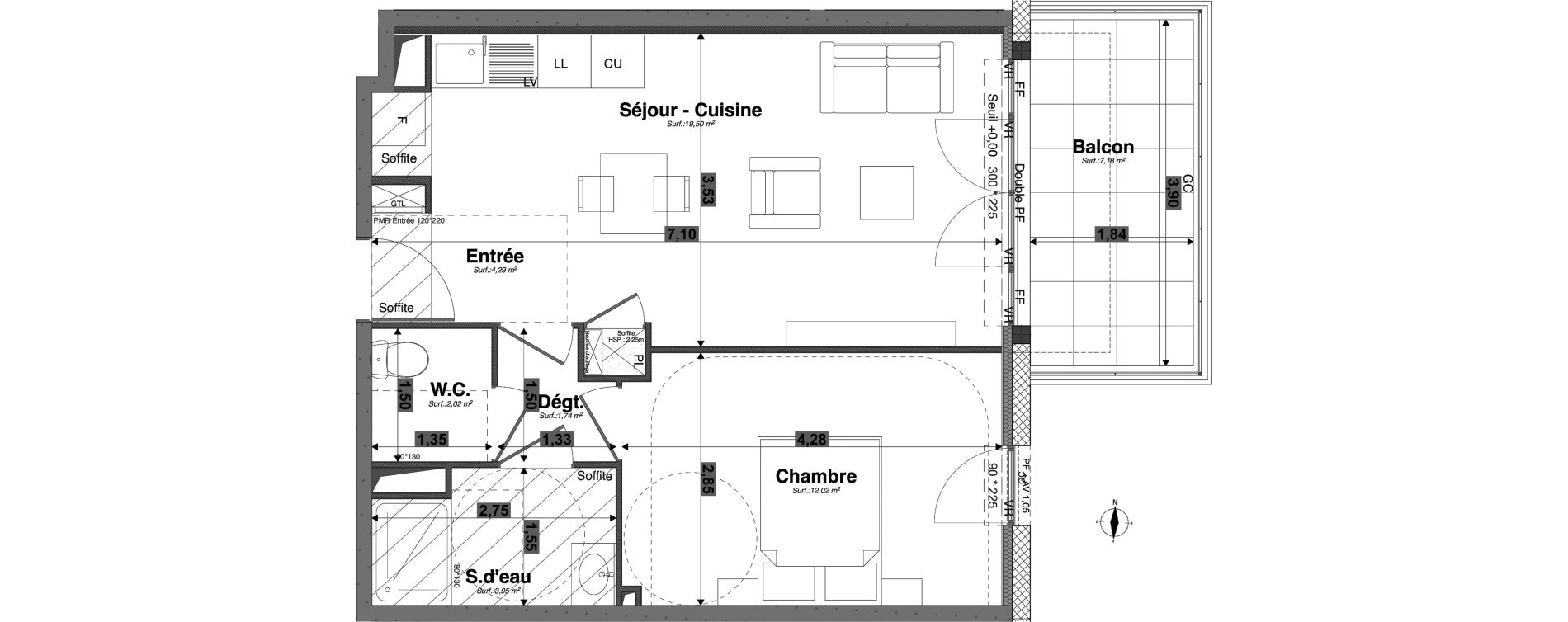 Appartement T2 de 43,52 m2 &agrave; Tours Giraudeau-tonnelle