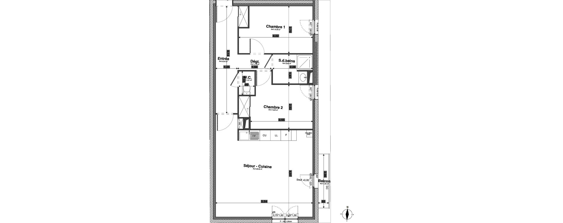Appartement T3 de 64,43 m2 &agrave; Tours Giraudeau-tonnelle