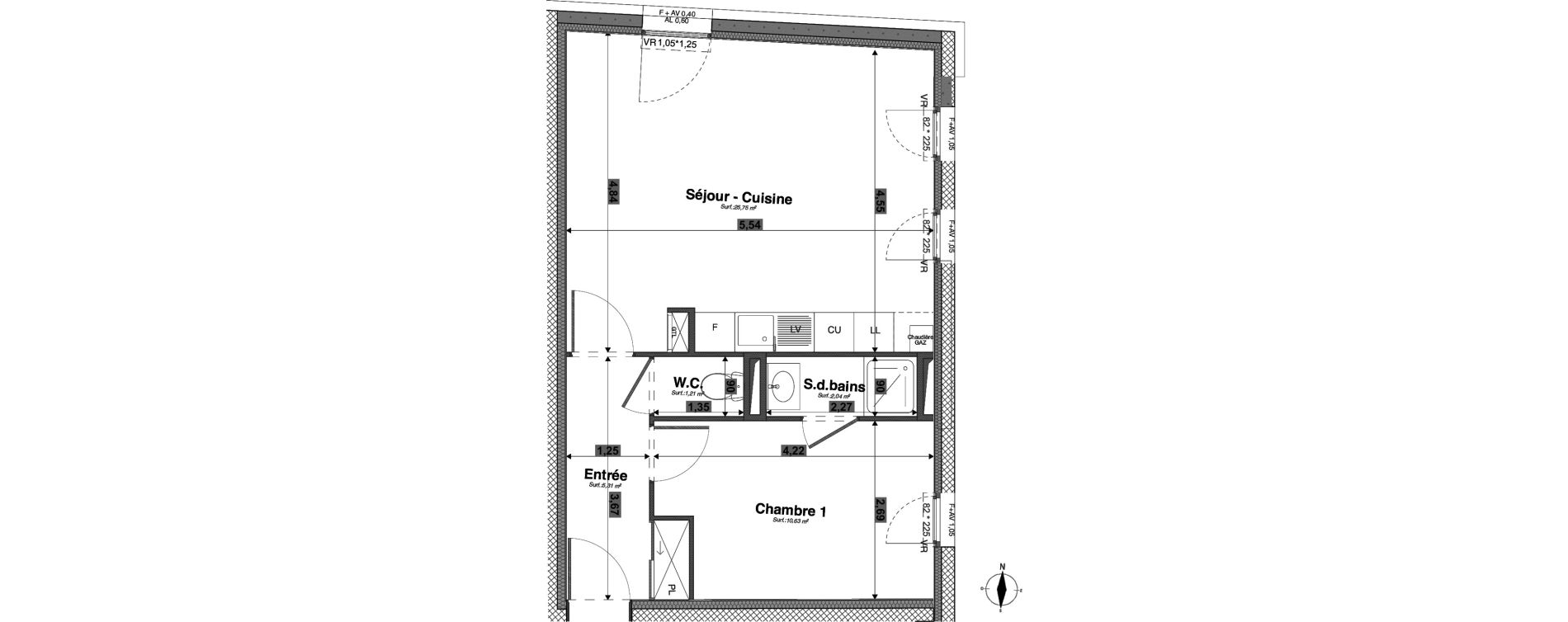 Appartement T2 de 44,94 m2 &agrave; Tours Giraudeau-tonnelle