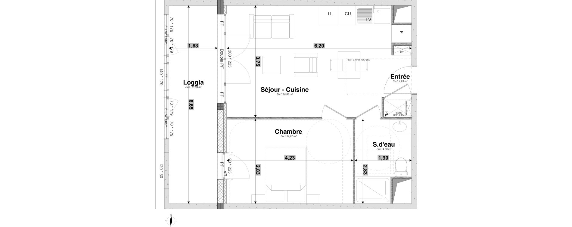 Appartement T2 de 39,24 m2 &agrave; Tours Giraudeau-tonnelle