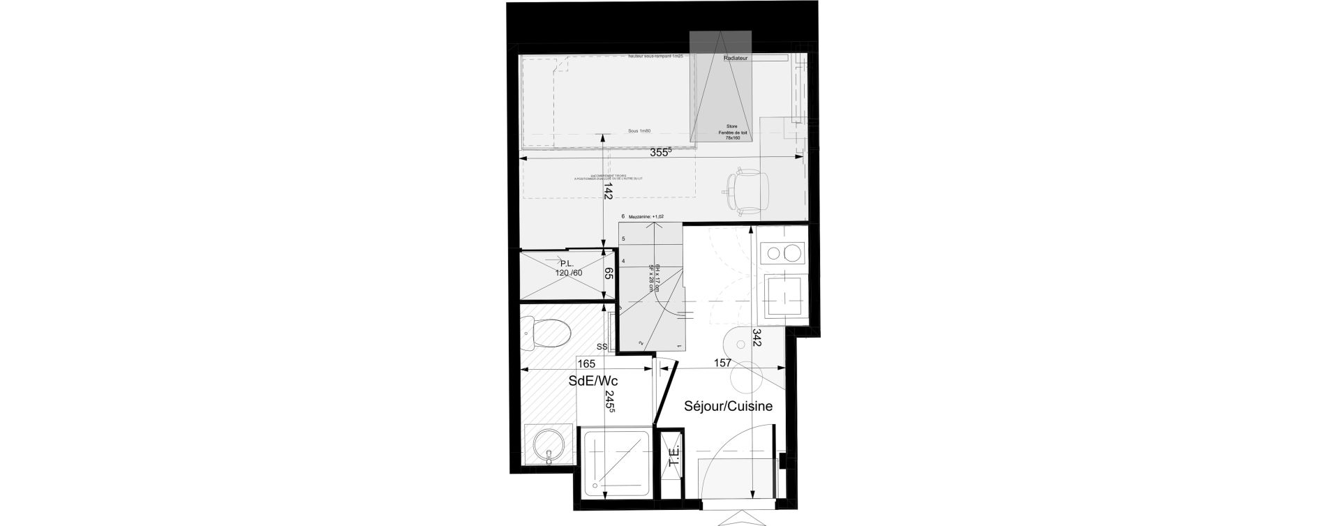 Appartement T1 meubl&eacute; de 15,01 m2 &agrave; Tours Grammont