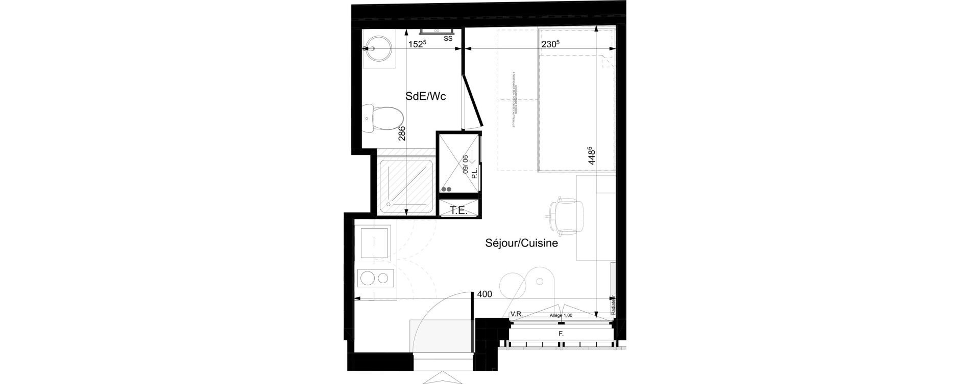 Appartement T1 meubl&eacute; de 17,68 m2 &agrave; Tours Grammont
