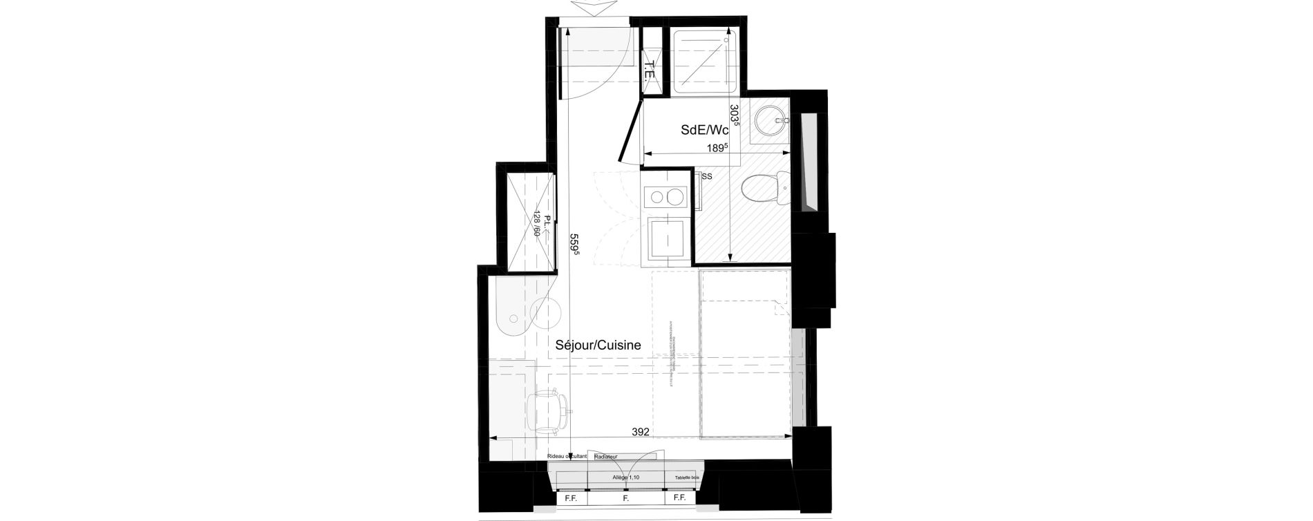 Appartement T1 meubl&eacute; de 18,94 m2 &agrave; Tours Grammont