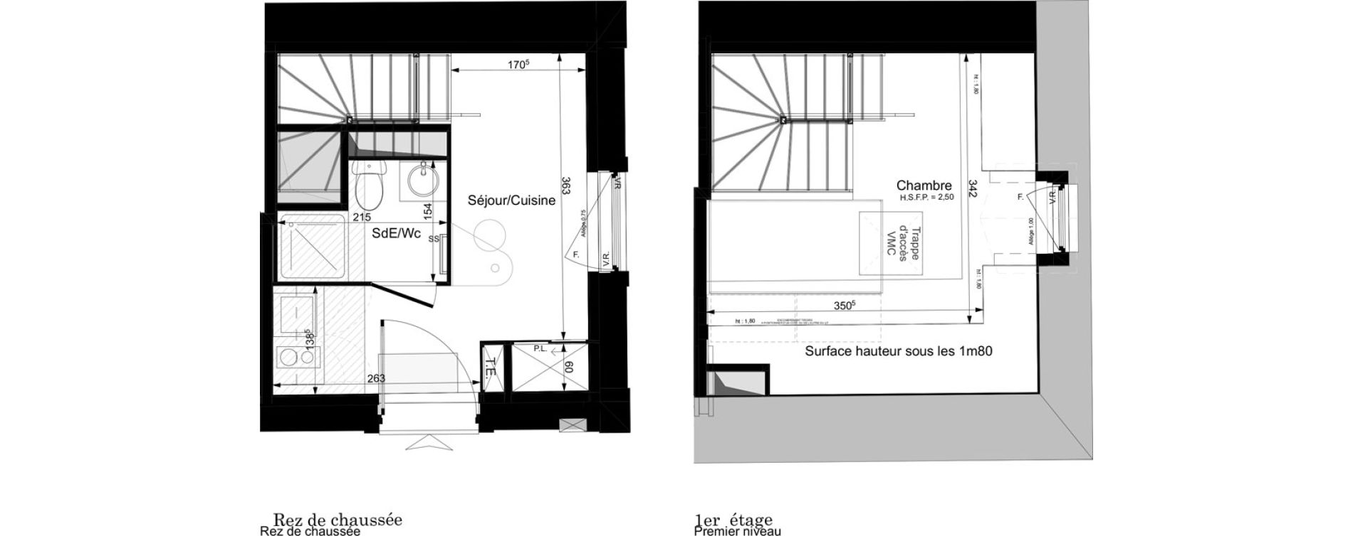 Appartement T1 meubl&eacute; de 22,35 m2 &agrave; Tours Grammont
