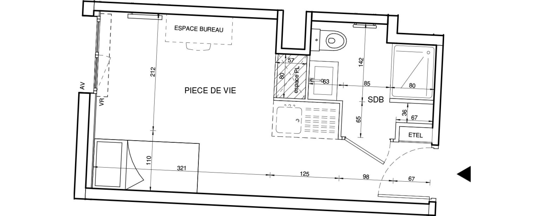 Appartement T1 de 18,67 m2 &agrave; Tours Giraudeau-tonnelle