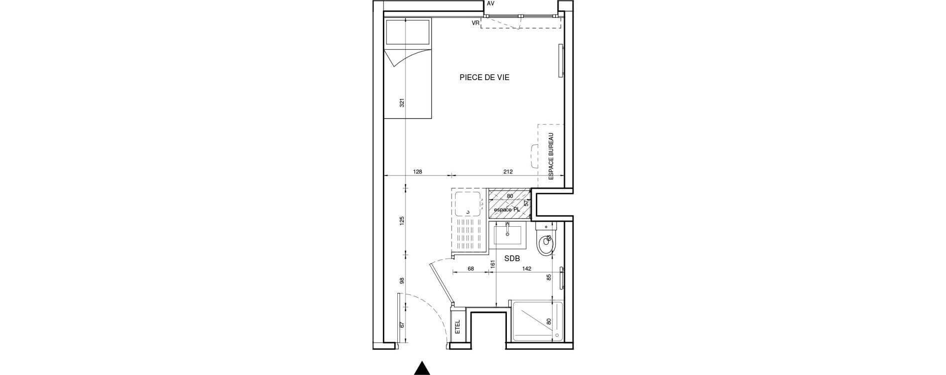 Appartement T1 de 19,61 m2 &agrave; Tours Giraudeau-tonnelle