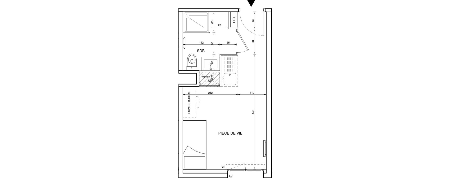 Appartement T1 de 18,99 m2 &agrave; Tours Giraudeau-tonnelle