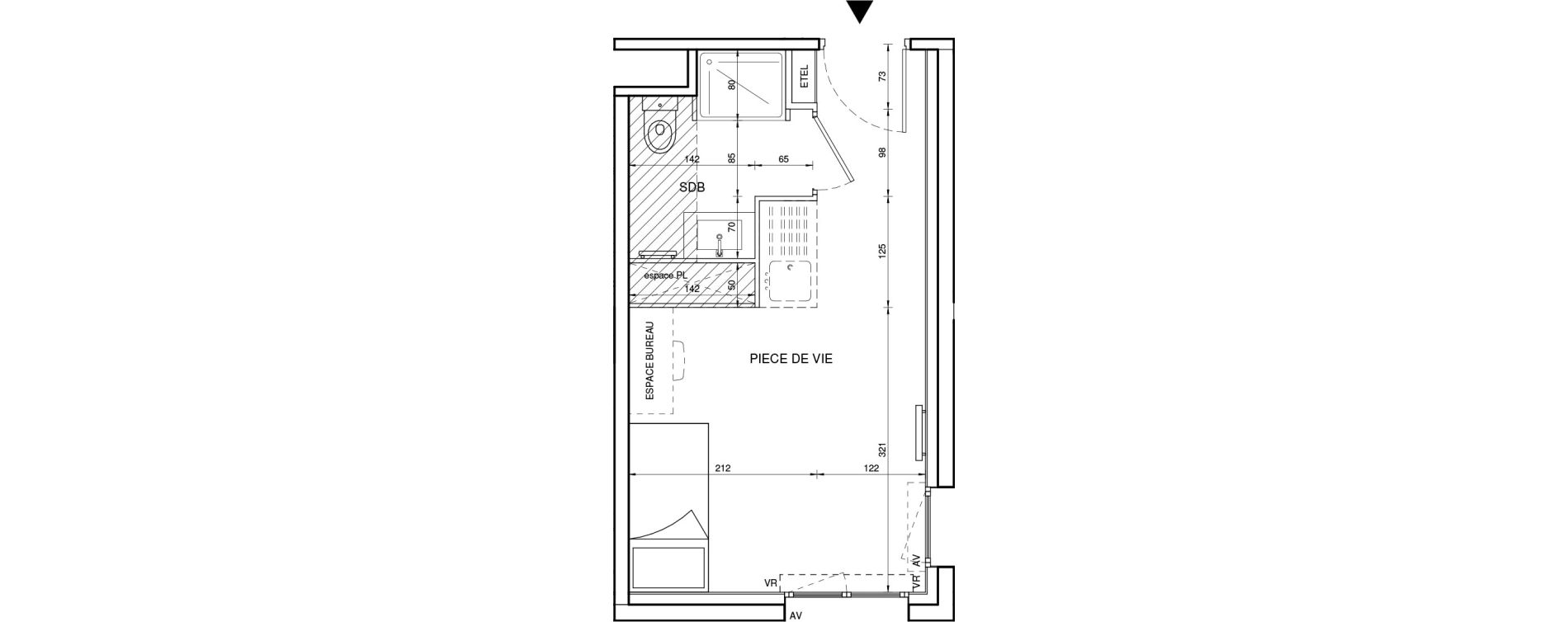 Appartement T1 de 19,69 m2 &agrave; Tours Giraudeau-tonnelle