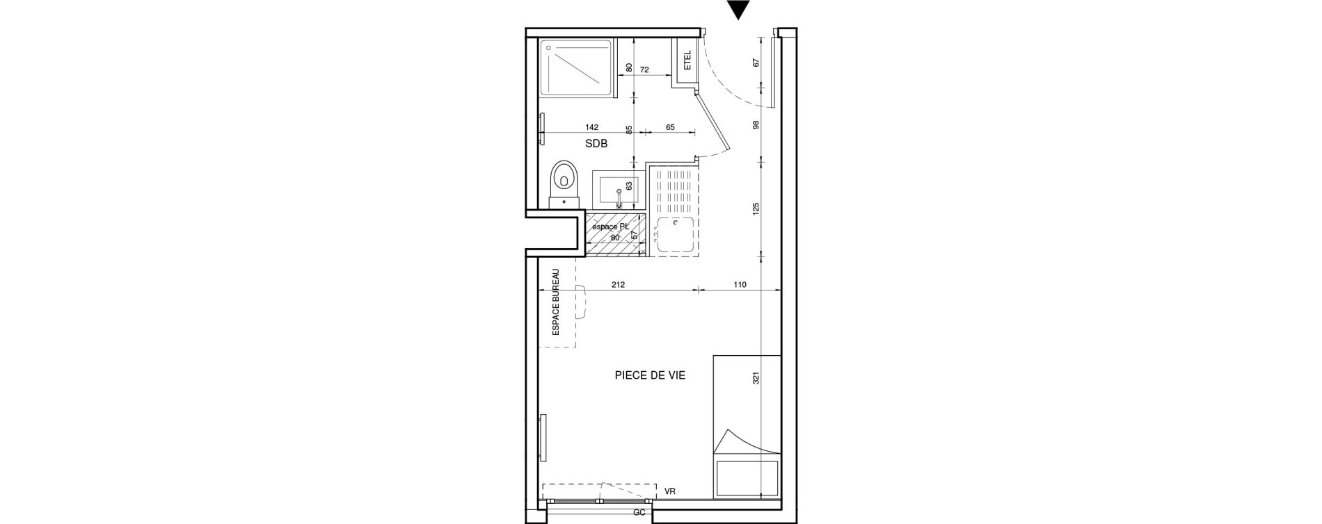 Appartement T1 de 18,99 m2 &agrave; Tours Giraudeau-tonnelle