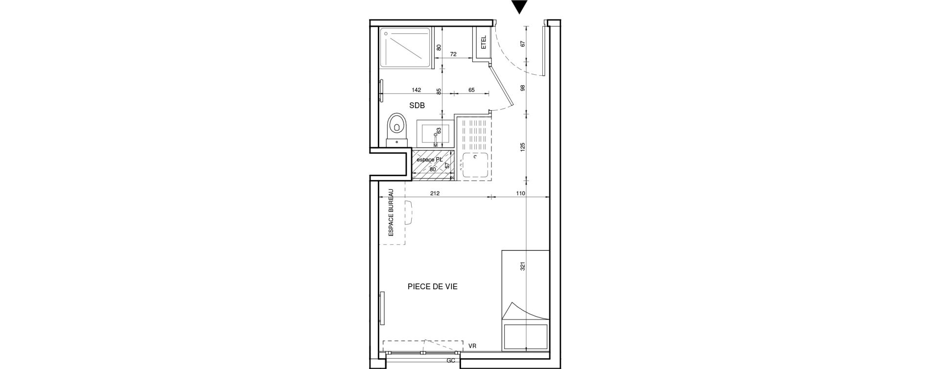 Appartement T1 de 18,99 m2 &agrave; Tours Giraudeau-tonnelle