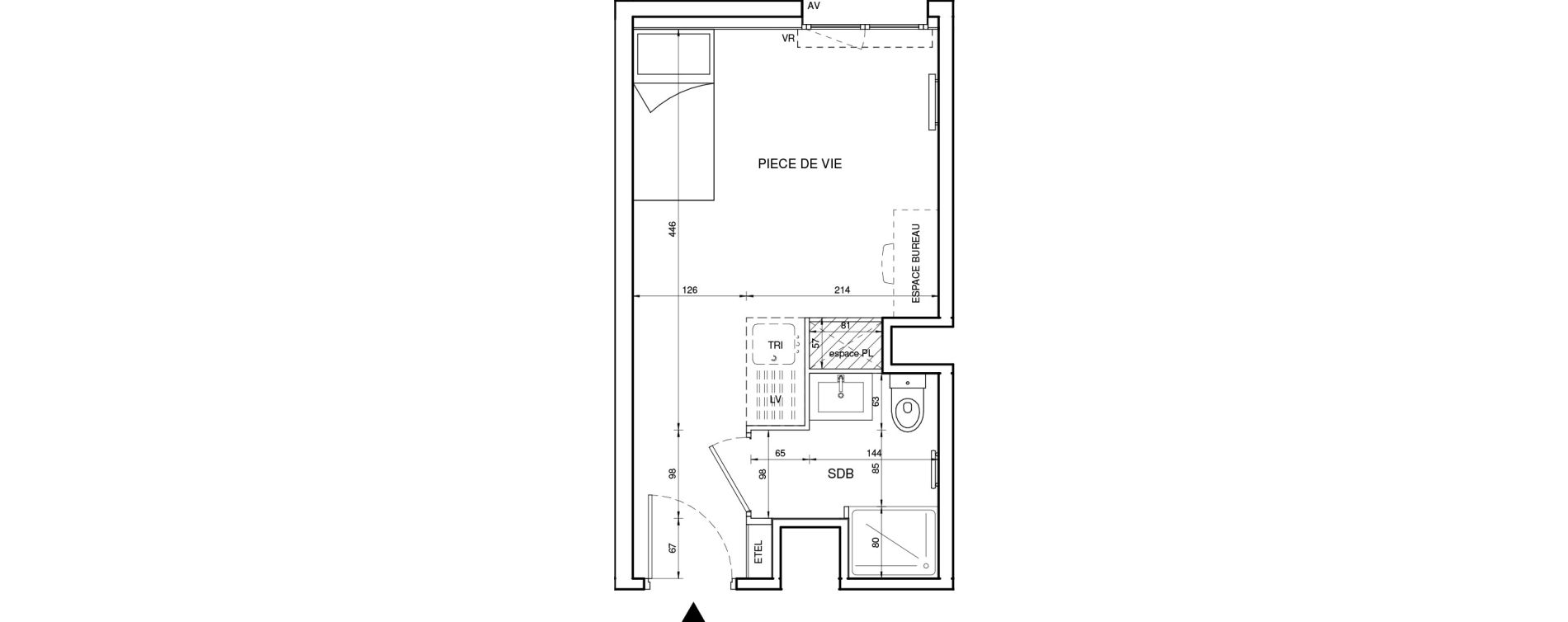 Appartement T1 de 19,62 m2 &agrave; Tours Giraudeau-tonnelle