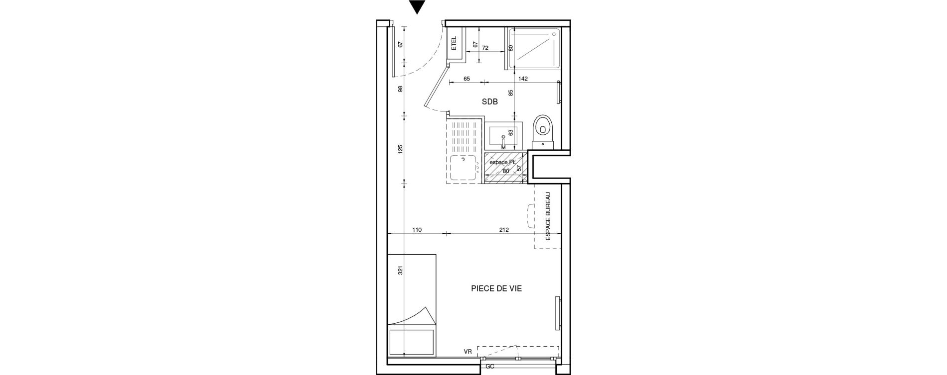 Appartement T1 de 18,98 m2 &agrave; Tours Giraudeau-tonnelle