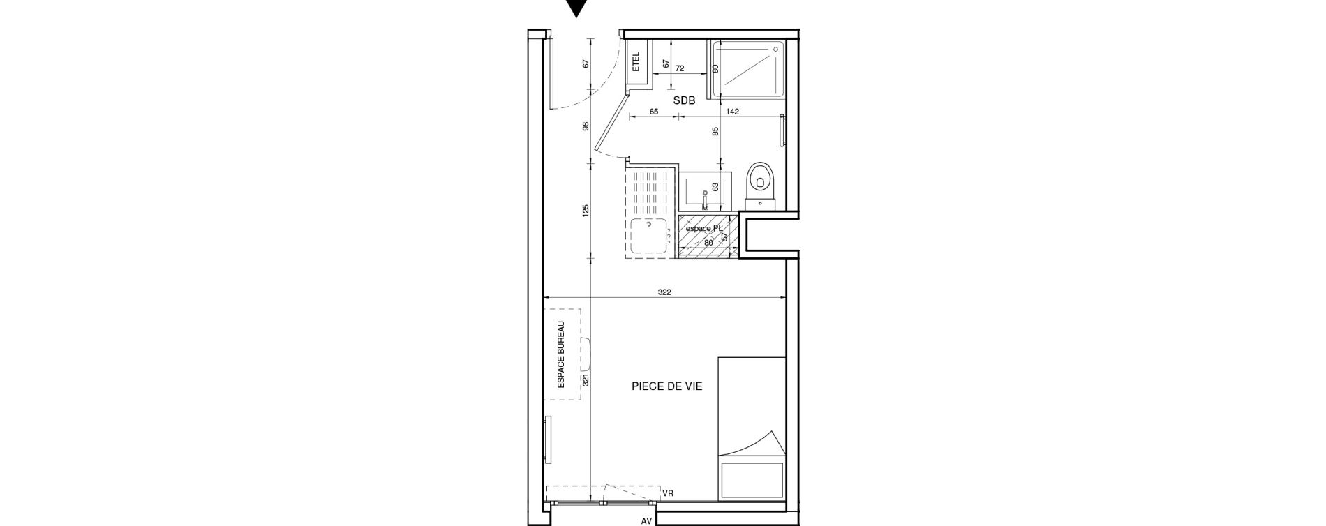 Appartement T1 de 18,98 m2 &agrave; Tours Giraudeau-tonnelle