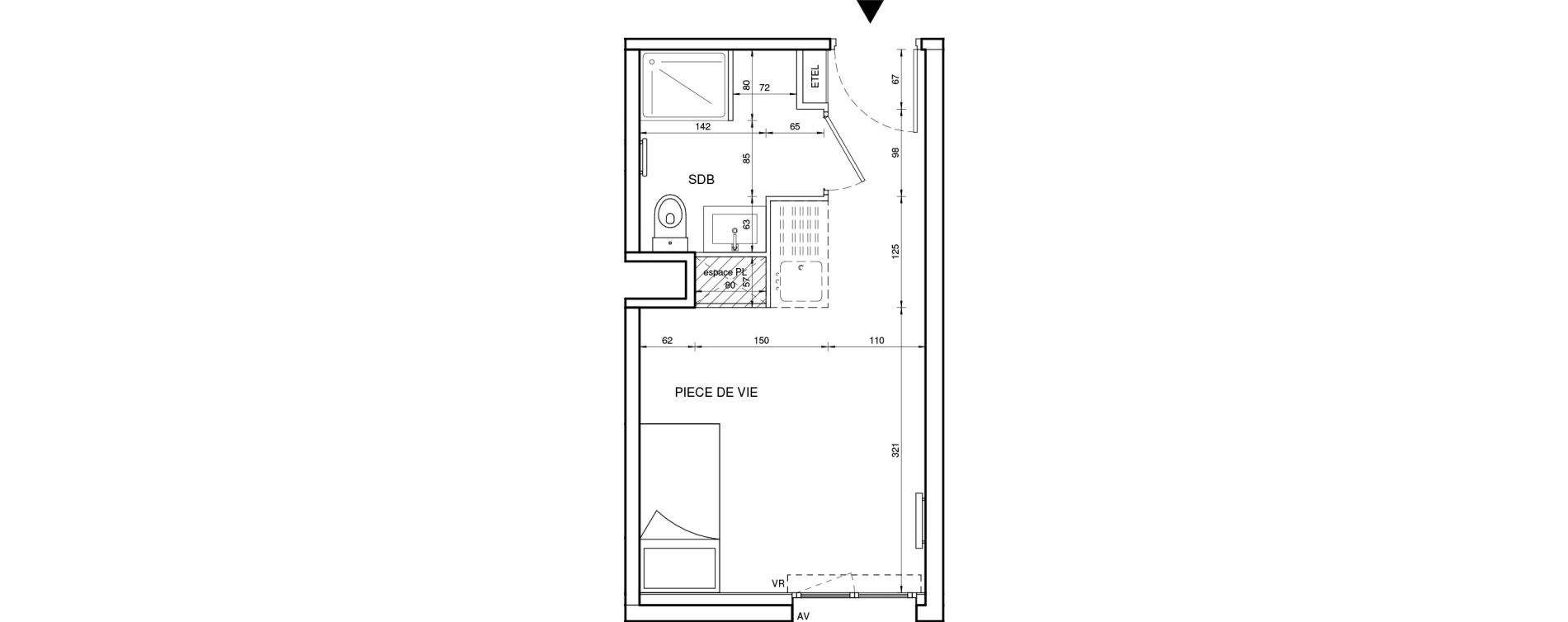 Appartement T1 de 18,99 m2 &agrave; Tours Giraudeau-tonnelle