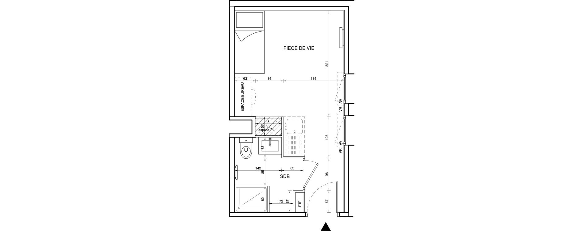 Appartement T1 de 19,54 m2 &agrave; Tours Giraudeau-tonnelle