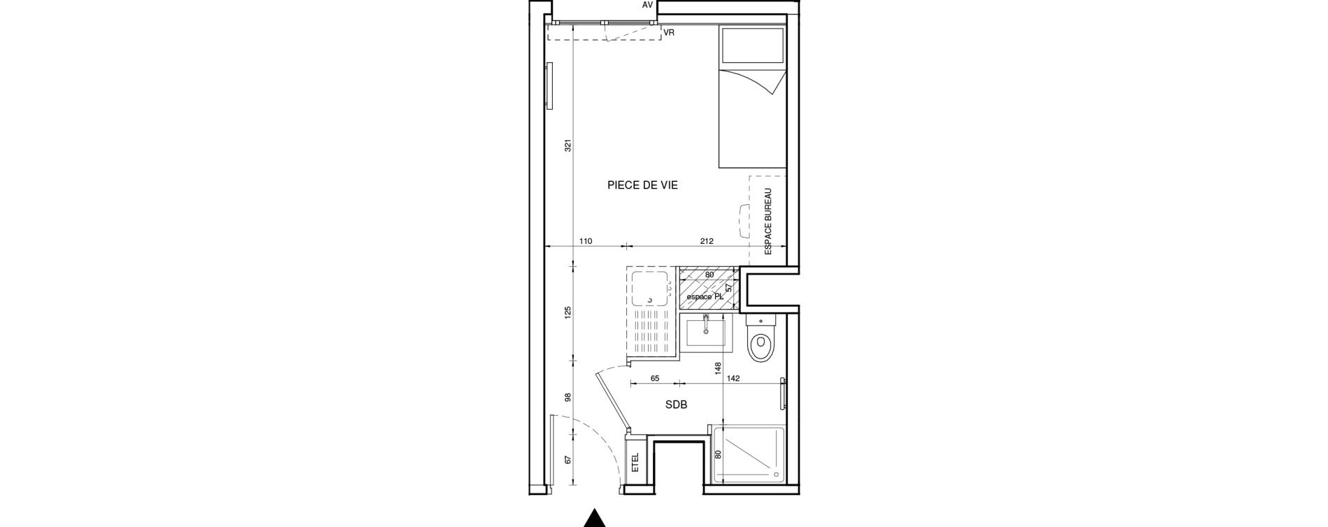 Appartement T1 de 18,49 m2 &agrave; Tours Giraudeau-tonnelle