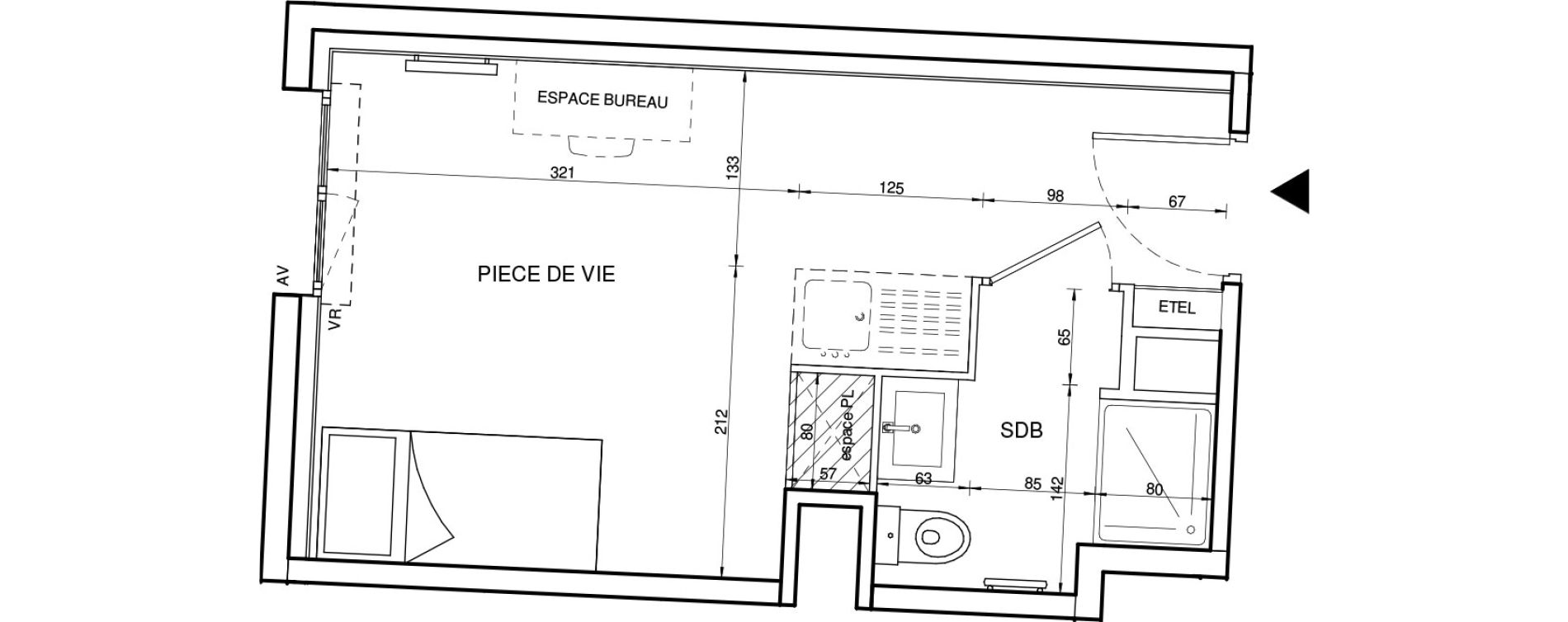 Appartement T1 de 20,07 m2 &agrave; Tours Giraudeau-tonnelle