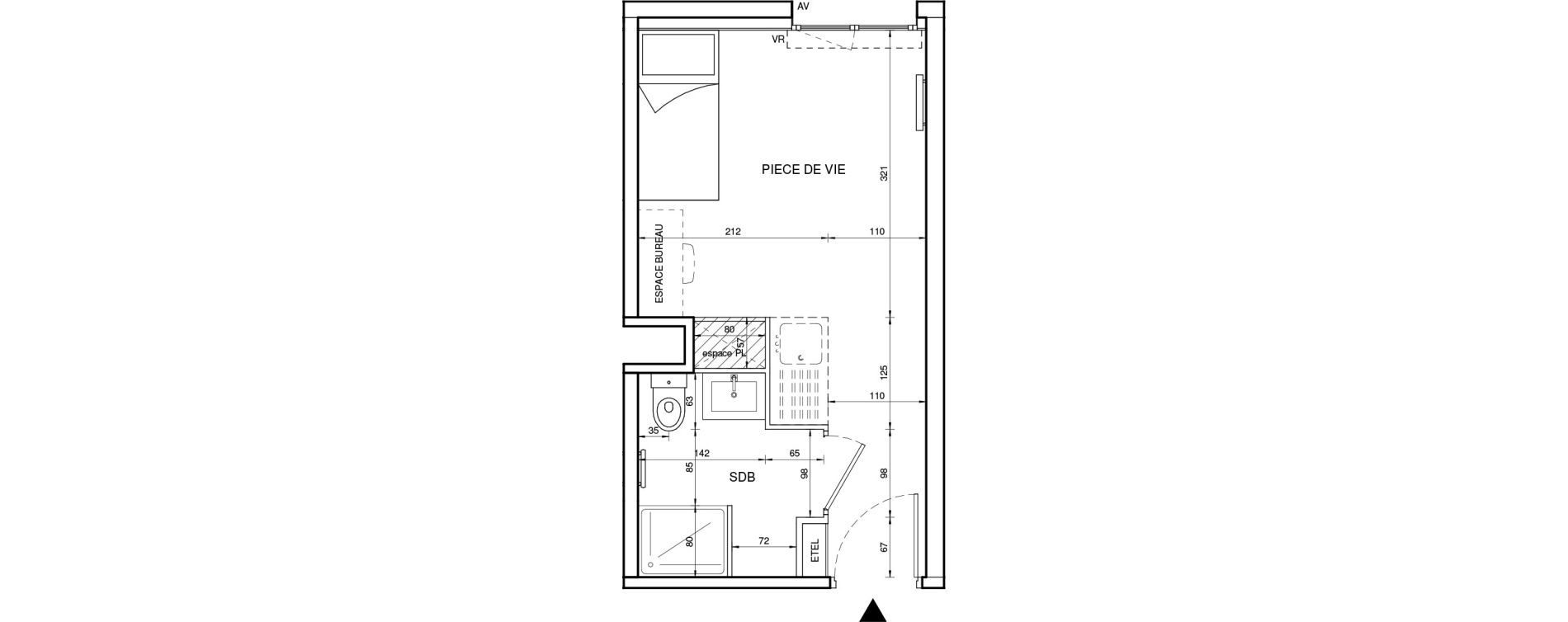 Appartement T1 de 18,99 m2 &agrave; Tours Giraudeau-tonnelle