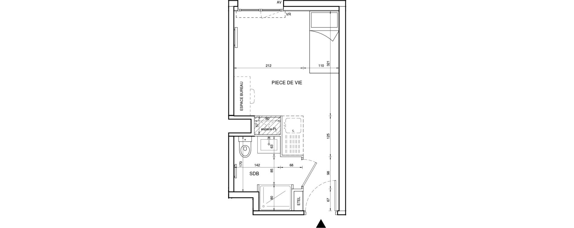 Appartement T1 de 18,52 m2 &agrave; Tours Giraudeau-tonnelle