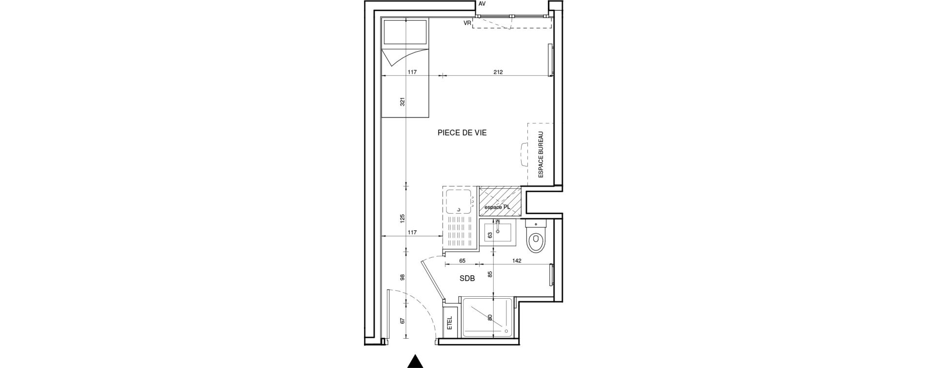 Appartement T1 de 18,79 m2 &agrave; Tours Giraudeau-tonnelle