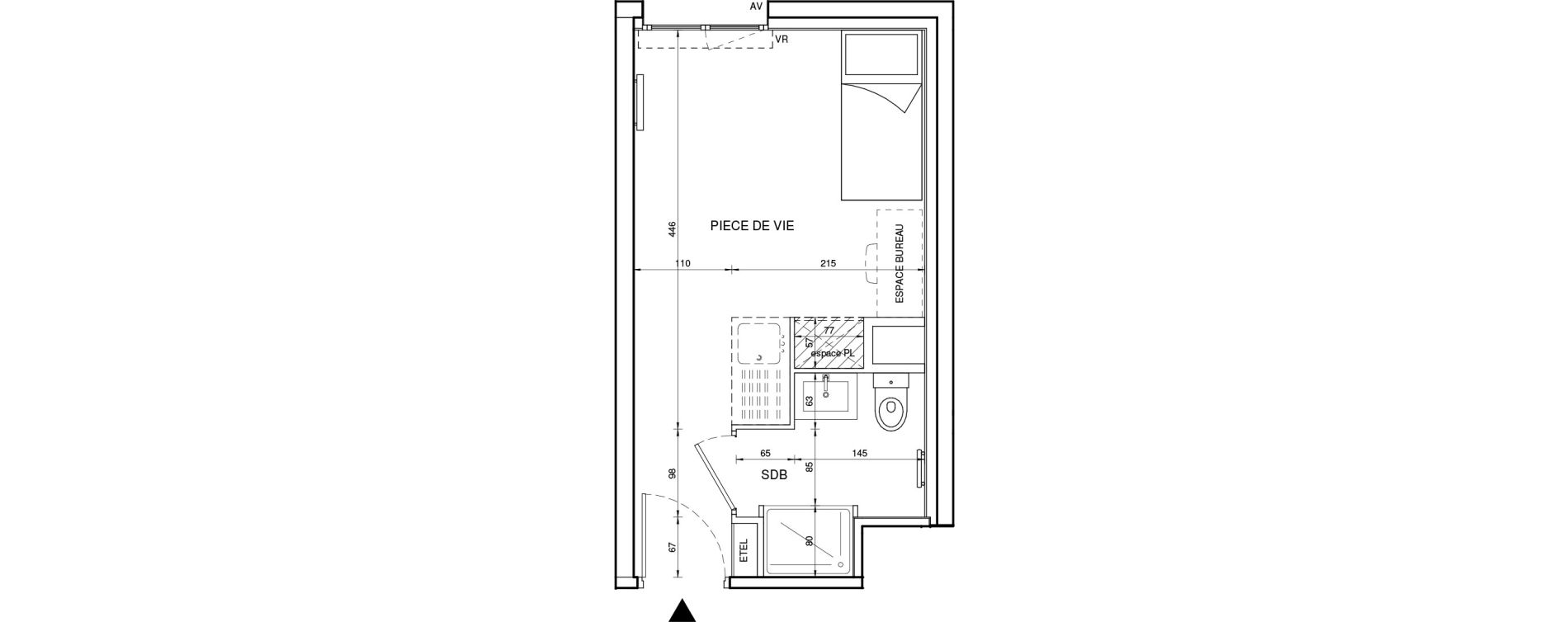 Appartement T1 de 18,59 m2 &agrave; Tours Giraudeau-tonnelle