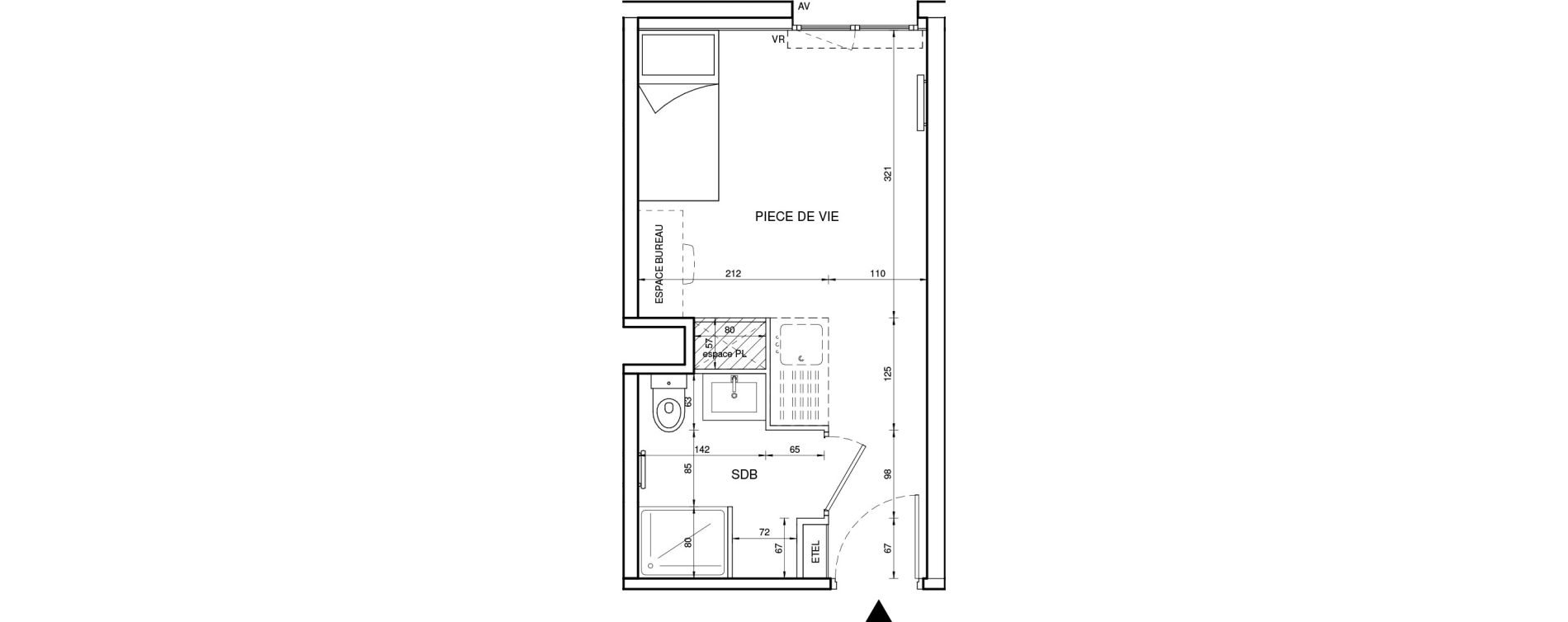 Appartement T1 de 18,99 m2 &agrave; Tours Giraudeau-tonnelle