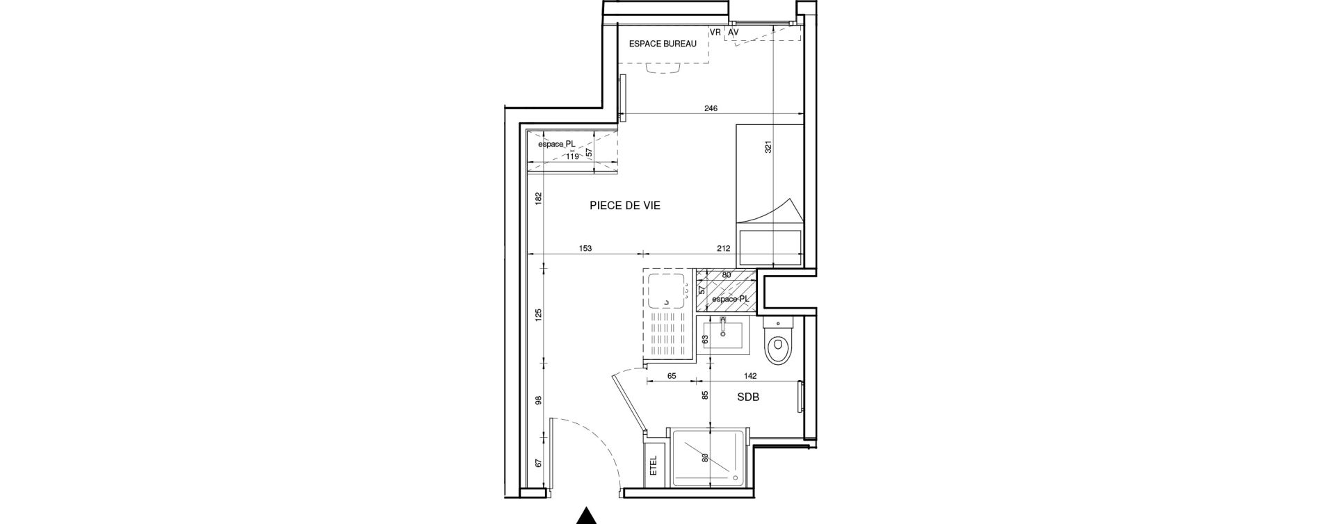 Appartement T1 de 19,48 m2 &agrave; Tours Giraudeau-tonnelle