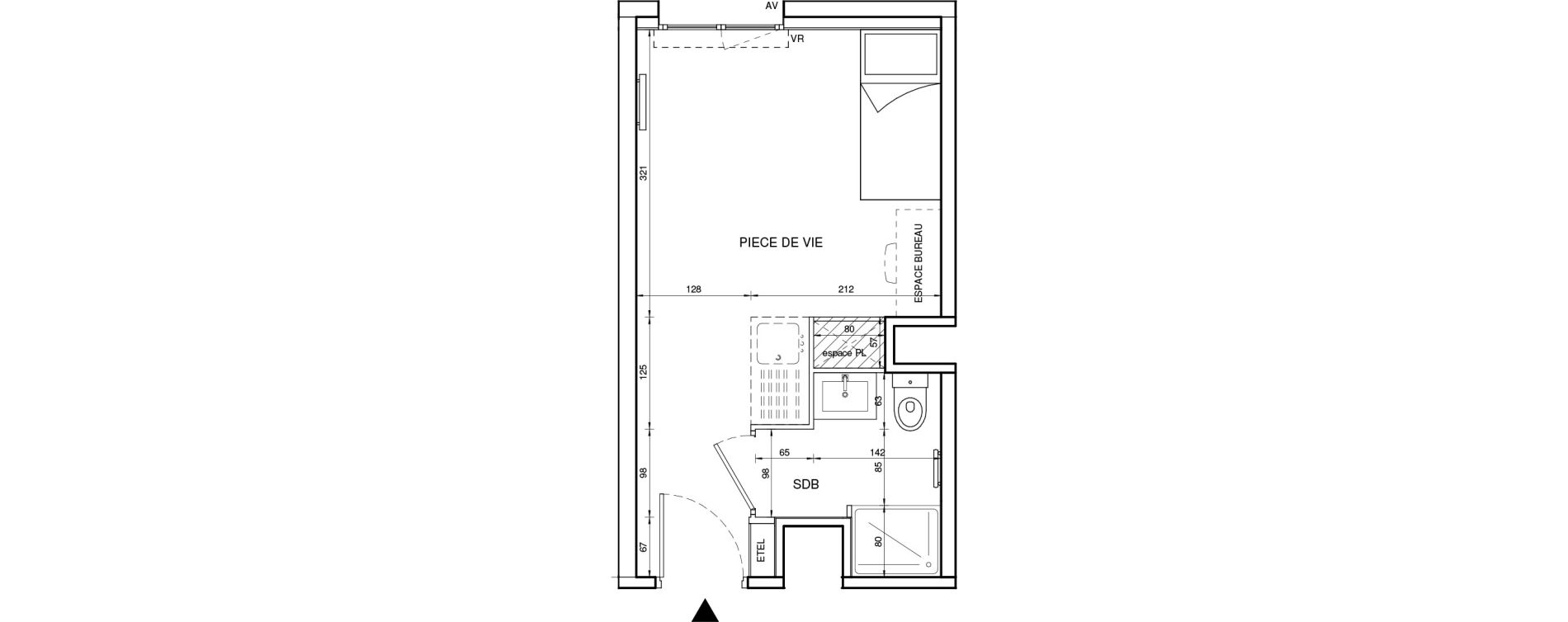 Appartement T1 de 19,61 m2 &agrave; Tours Giraudeau-tonnelle