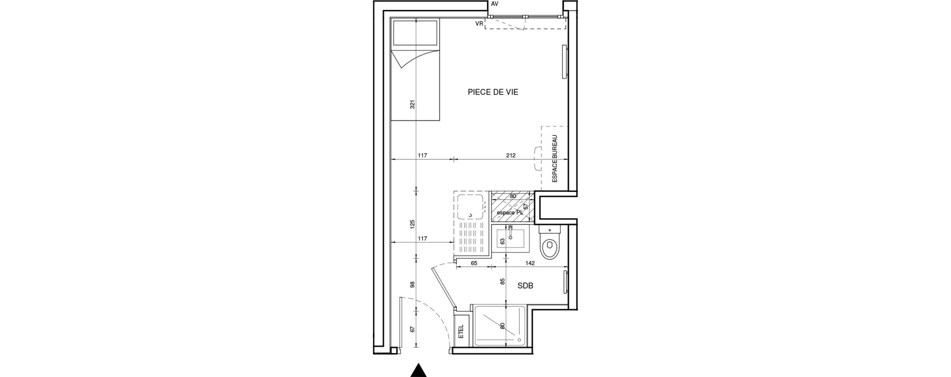 Appartement T1 de 18,79 m2 &agrave; Tours Giraudeau-tonnelle