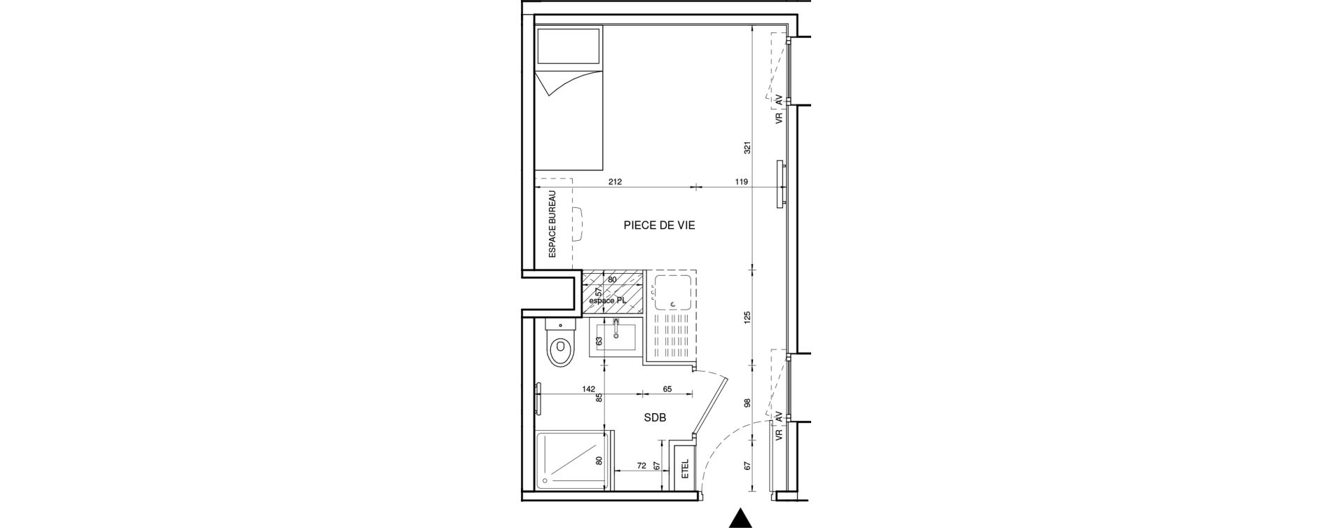 Appartement T1 de 19,44 m2 &agrave; Tours Giraudeau-tonnelle