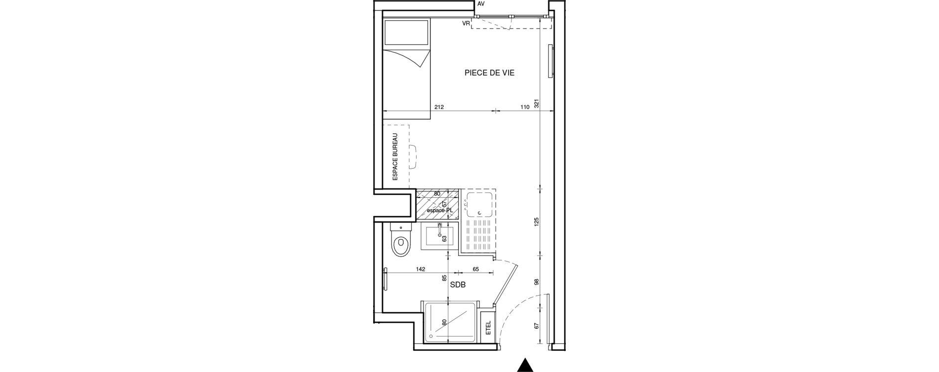 Appartement T1 de 18,52 m2 &agrave; Tours Giraudeau-tonnelle