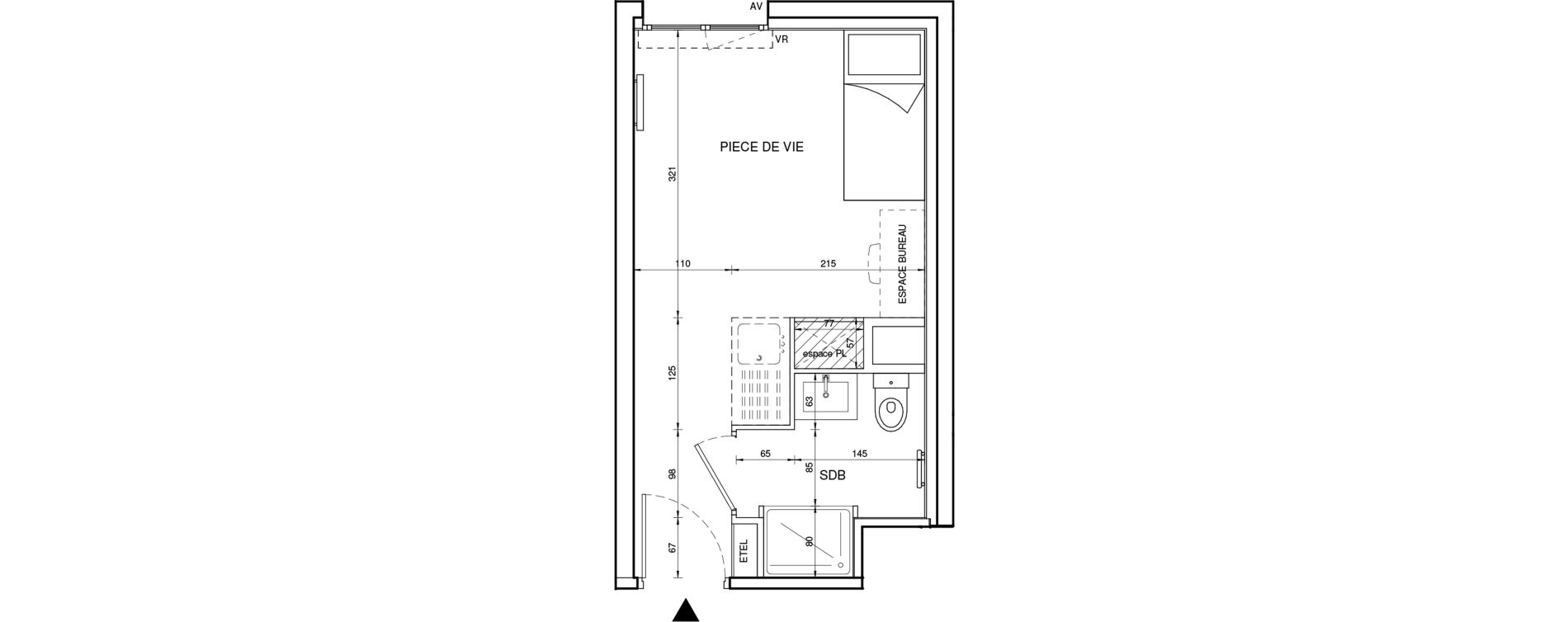 Appartement T1 de 18,59 m2 &agrave; Tours Giraudeau-tonnelle