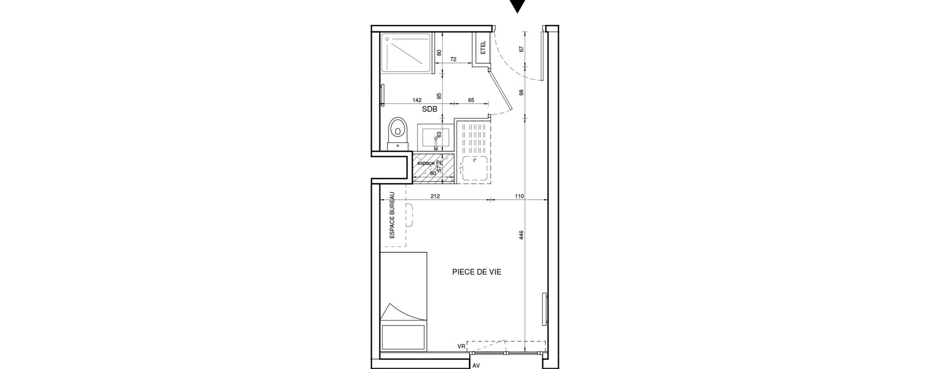 Appartement T1 de 18,99 m2 &agrave; Tours Giraudeau-tonnelle