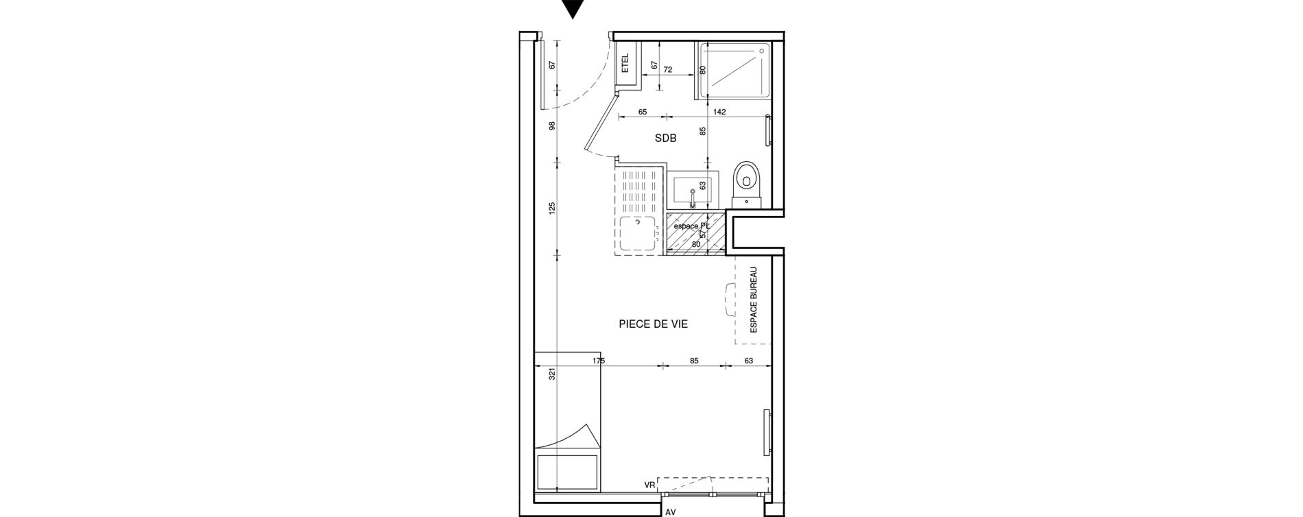 Appartement T1 de 18,98 m2 &agrave; Tours Giraudeau-tonnelle