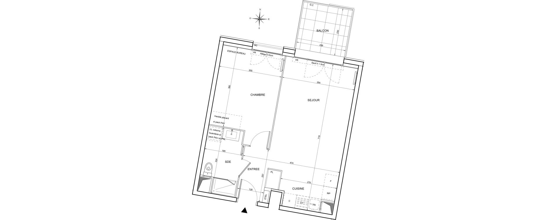 Appartement T2 de 45,42 m2 &agrave; Tours Giraudeau-tonnelle