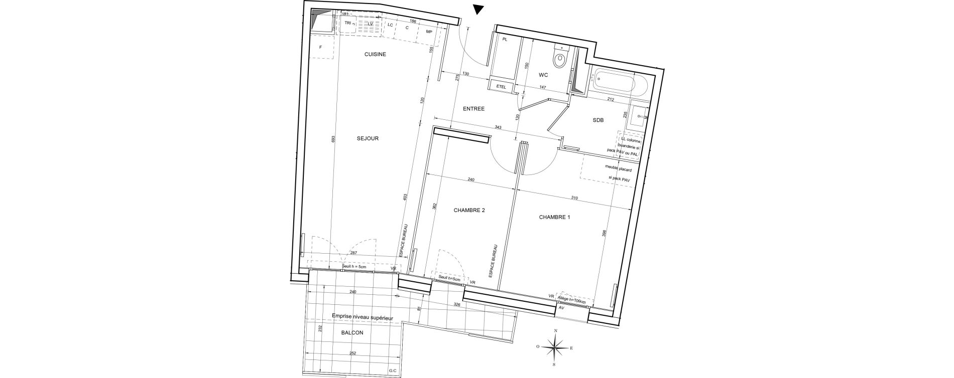 Appartement T3 de 57,49 m2 &agrave; Tours Giraudeau-tonnelle