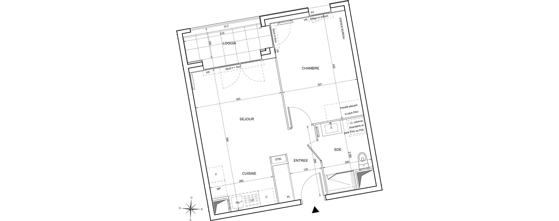 Appartement T2 de 41,25 m2 &agrave; Tours Giraudeau-tonnelle