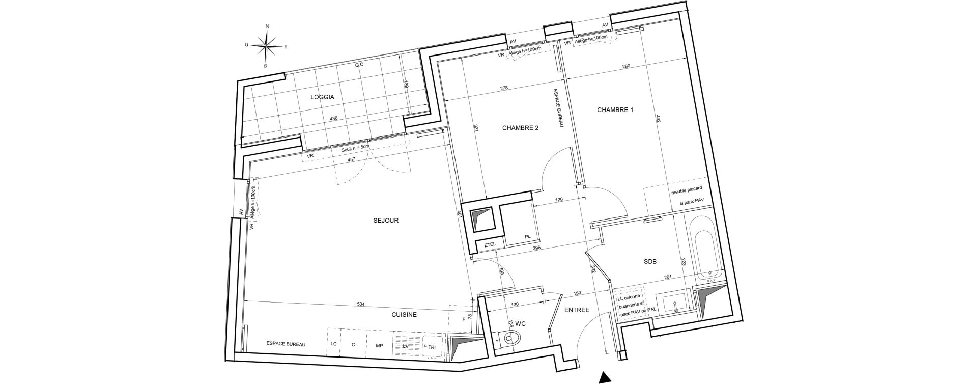 Appartement T3 de 60,20 m2 &agrave; Tours Giraudeau-tonnelle