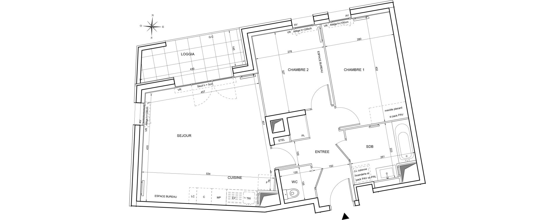 Appartement T3 de 60,20 m2 &agrave; Tours Giraudeau-tonnelle